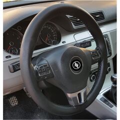 Deri Direksiyon Kılıfı Siyah - Gri Dikişli