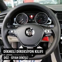 Deri Direksiyon Kılıfı Siyah - Gri Dikişli