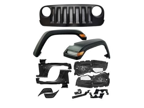 Jeep Wrangler Jk 2007-2017 İçin Uyumlu 2019+ JL Makyajlama (Panjur+Dodik+Çamurluk+Davlunbaz+Led)