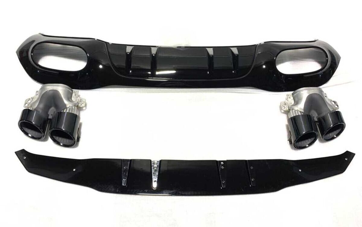 Mercedes A45 W177 HB 2019+ Uyumlu Yedek Parça Difüzör & Siyah Egzoz Seti