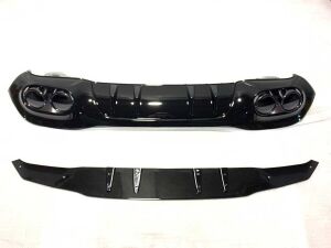 Mercedes A45 W177 HB 2019+ Uyumlu Yedek Parça Difüzör & Siyah Egzoz Seti