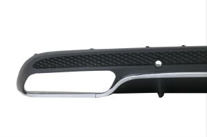 Mercedes Uyumlu Yedek Parça W205 C Serisi Gümüş (Silver) Difüzör ve Egzoz Seti (AMG Sedan - Krom Trim)