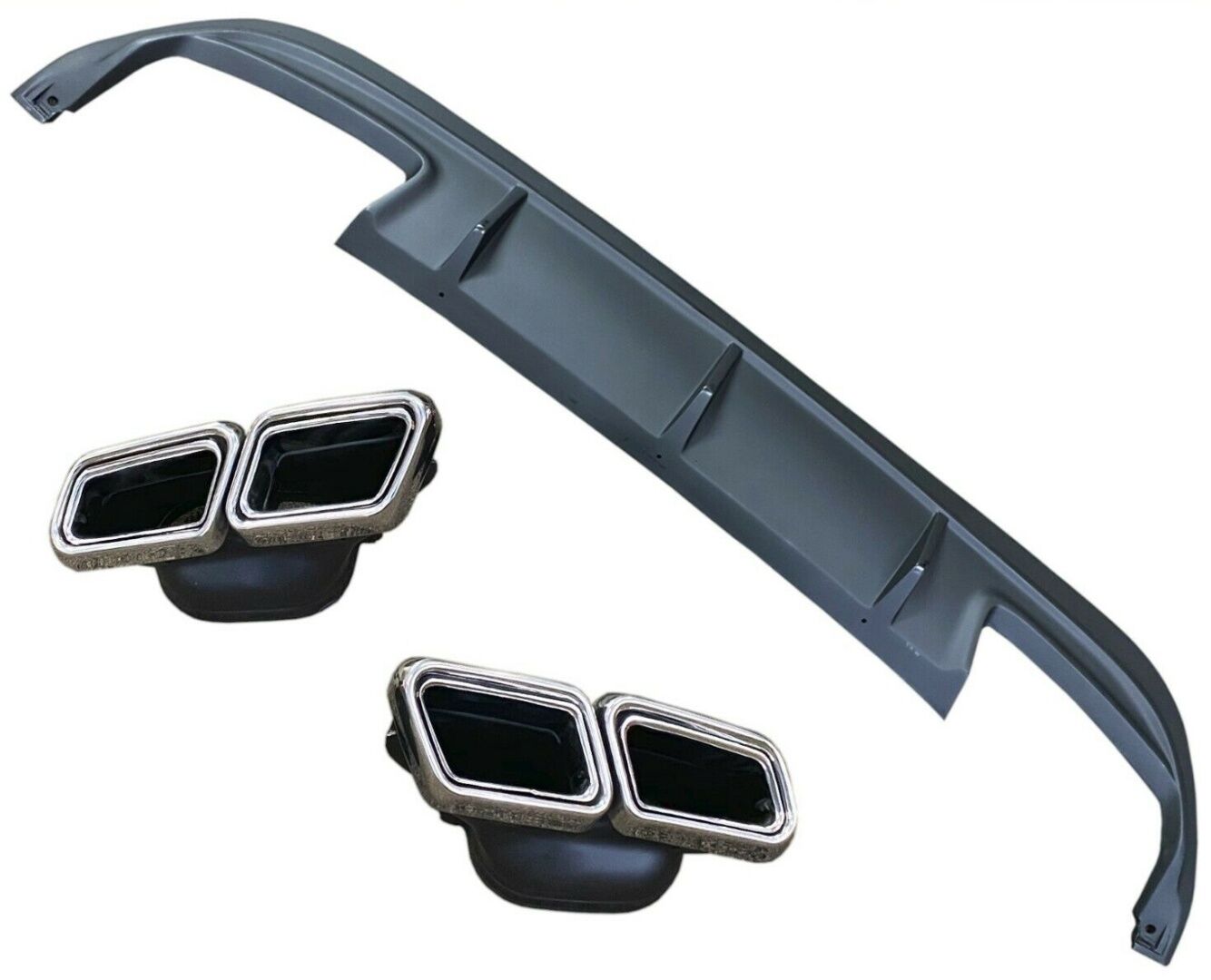 W207 E Coupe 2014-2016 İçin Uyumlu Difüzör ve Silver Egzoz Seti