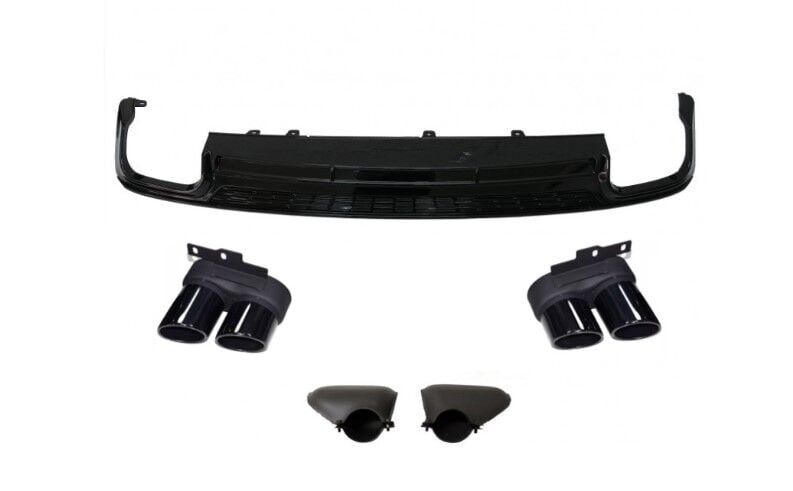 Audi A6 2019+ İçin Uyumlu  Yedek Parça S6 Difüzör & Siyah Egzoz Seti- (S-line İçin)