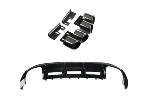 Audi A3 2021+ Sedan İçin Uyumlu S-Line 4 Egzoz Difüzör Piono Black