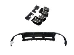 Audi A3 2021+ Sedan İçin Uyumlu S-Line 4 Egzoz Difüzör Piono Black