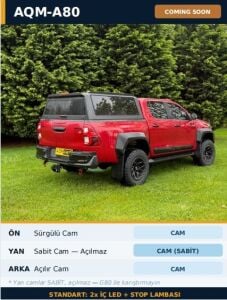 Isuzu D-Max 20+ Uyumlu Yedek Parça Metal Kabin AQM4WD A80
