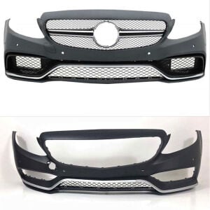 Mercedes W205 2014-2018 C63 Uyumlu Yedek Parça Ön Tampon & Panjur Seti (Siyah Trimler)