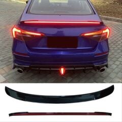 Honda Civic Fe1 2022 İçin Uyumlu Led Spoiler Parlak Siyah