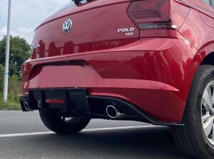 Volkswagen Polo Uyumlu Yedek Parça 2018+ MK6 Çift Egzoz Difüzör Piano Black