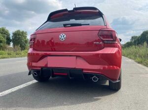 Volkswagen Polo Uyumlu Yedek Parça 2018+ MK6 Çift Egzoz Difüzör Piano Black