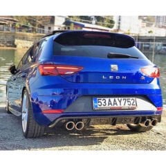 Seat Leon Mk3.5 2017 - Difüzör Custom Sağ+Sol-Çiftli Çıkış P Black