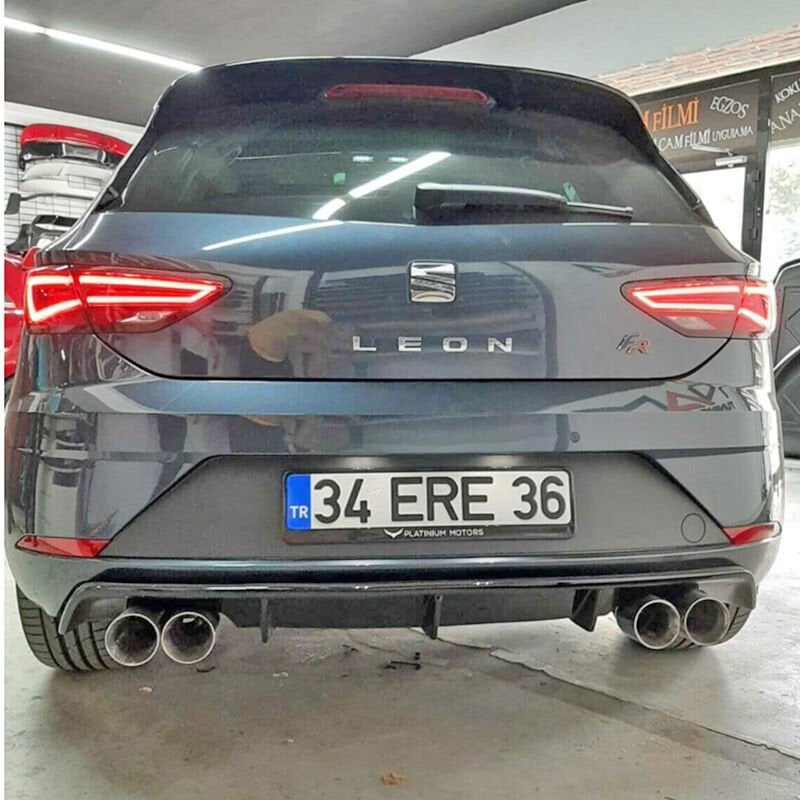 Seat Leon Mk3.5 2017 - Difüzör Custom Sağ+Sol-Çiftli Çıkış P Black