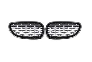 Bmw 5 Serisi E60 2004-2009 İçin Uyumlu Yedek Parça Diamond Panjur (Böbrek ) Piano Black Çerçeve