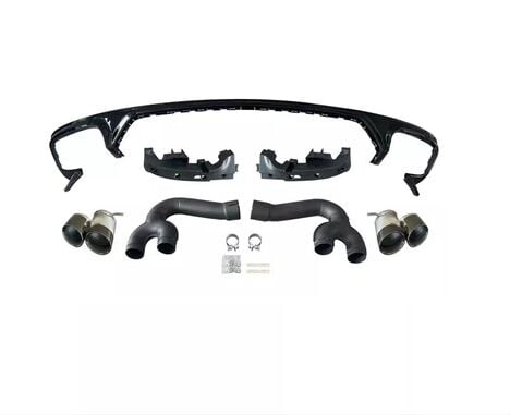 Audi Q8 2019+ İçin Uyumlu SQ8 Difüzör & Siyah Egzoz Seti (Sline ve Sq8 ile Uyumlu)