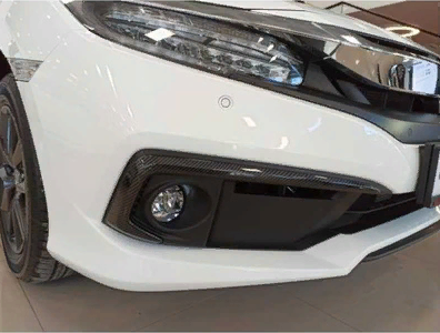 Honda Civic Fc5 2019-2021 Uyumlu Yedek Parça Ön Sis Kaşı Kaplaması Karbon (Makyajlı Kasa)
