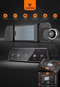 VRLens 2 Kameralı 10'' Touch Screen-Adas+Bsd-4k+2k-Loop Recording-Wifi-G Sensor