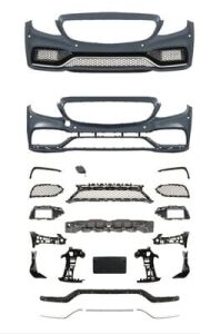 W205 C Serisi İçin C63 Görünüm Ön Tampon Panjur (Silver Trim) Gtr Panjur İle