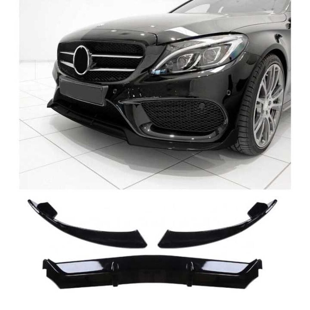 Mercedes W205 2015-2018 C Serisi Uyumlu Ön Lip Uyumlu - Piano Black (parlak siyah)