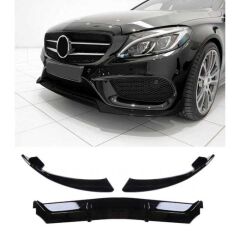 Mercedes W205 2015-2018 C Serisi Uyumlu Ön Lip Uyumlu - Piano Black (parlak siyah)