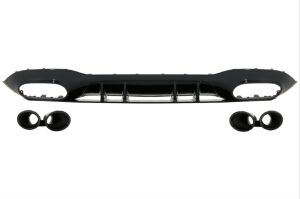 Mercedes W177 Sedan 2019+ Uyumlu Yedek Parça Difüzör & Egzoz Seti - Siyah Egzoz İle