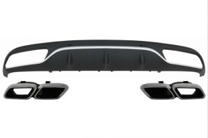Mercedes Uyumlu Yedek Parça W205 C Serisi (Amg Sedan) Uyumlu C63 Görünüm Difüzör (Mat Gri Çizgili ) Ve Egzoz Seti