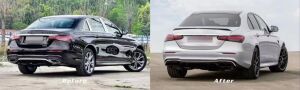 Mercedes Uyumlu W213 E Serisi İçin Uyumlu Yedek Parça 2021+ E63 Difüzör Ve Siyah Egzoz Seti (Amg Sedan)