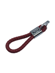 Ford Uyumlu Yedek Parça Örgülü Deri Kayış Anahtarlık Kırmızı