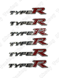 TypeR Siyah-Kırmızı Bagaj Logosu 6Lı