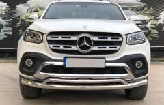Mercedes X-Class 2017+ Uyumlu Off Road Ön Tampon Koruma Demiri Krom (Çiftli Bıyık) AQM4WD
