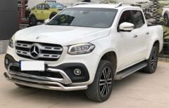 Mercedes X-Class 2017+ Uyumlu Off Road Ön Tampon Koruma Demiri Krom (Çiftli Bıyık) AQM4WD