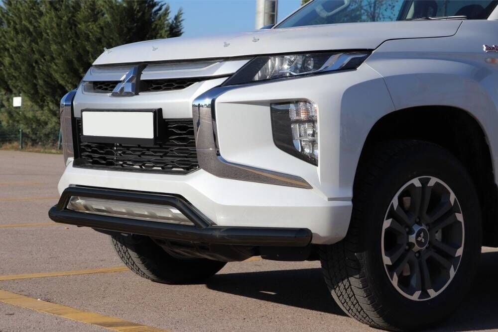 Mitsubishi L200 2007+ Off Road Ön Tampon Koruma Demiri Siyah (Çiftli Bıyık) AQM4WD