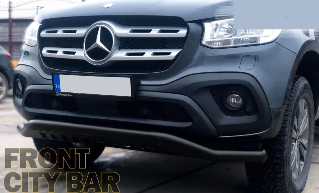 Mercedes X-Class 2017+ Uyumlu Off Road Saclı Ön Koruma Ön Tampon Koruma Demiri Siyah GloPlus AQM4WD