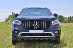 Mercedes X-Class 2017+ Uyumlu Off Road Siyah Ön Koruma Ön Tampon Koruma Demiri Krom Glocity AQM4WD