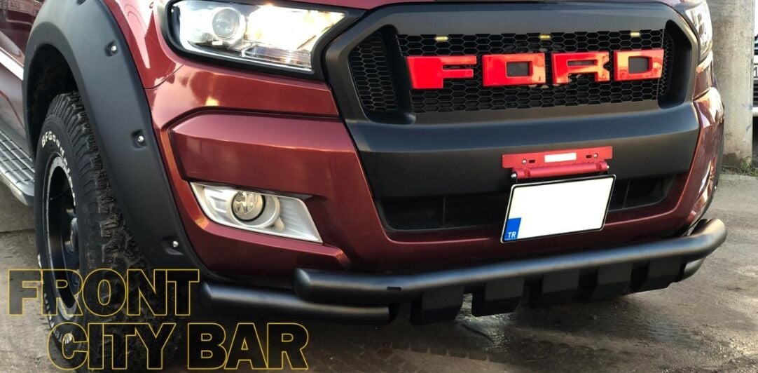 Ford Ranger 2006+ Off Road Siyah Ön Koruma Ön Tampon Koruma Demiri Krom Glocity AQM4WD