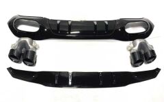 Mercedes A45 W177 HB 2019+ Uyumlu Difüzör & Siyah Egzoz Seti