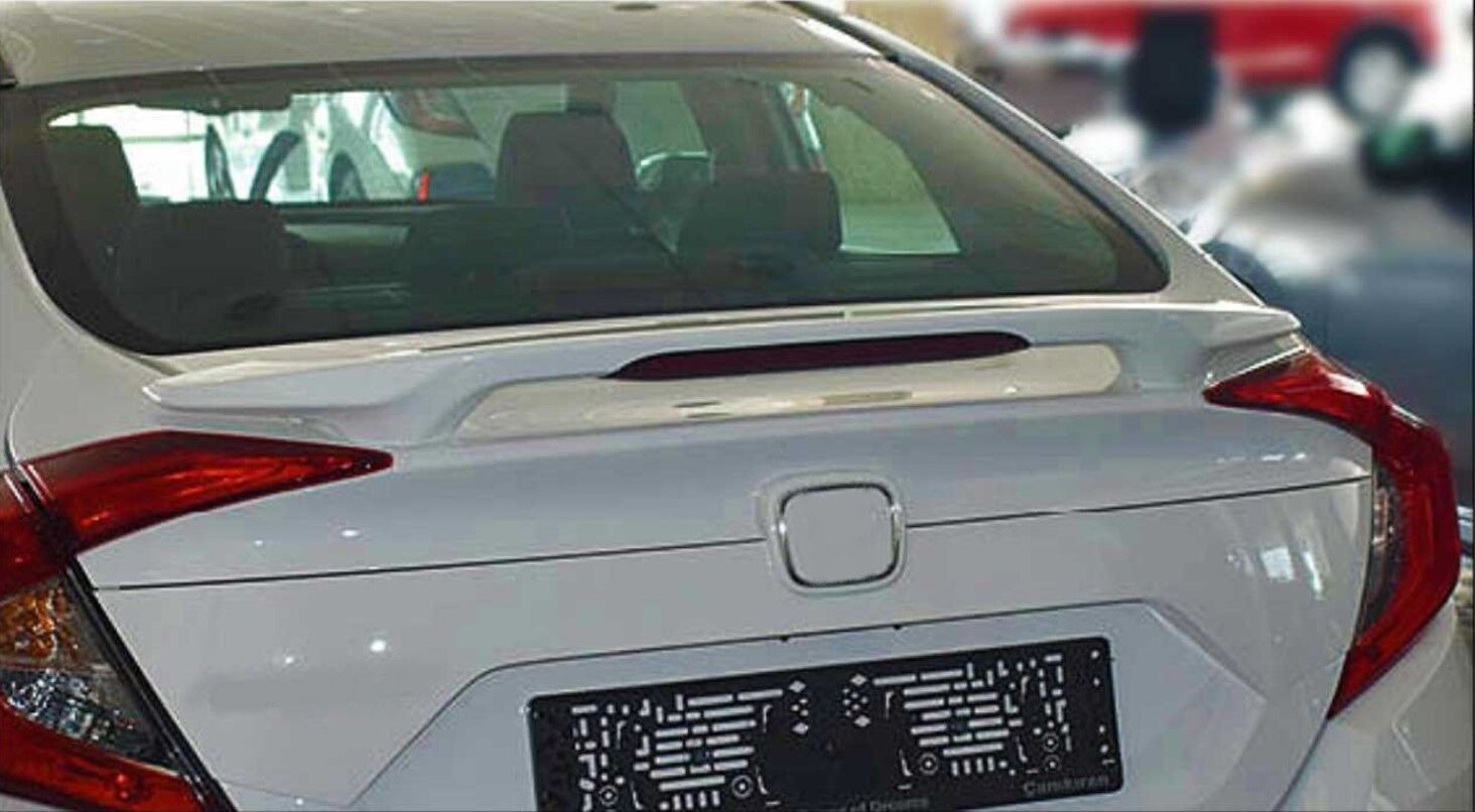 Honda Civic Uyumlu Yedek Parça FC5 2016-2020 İçin Uyumlu Orta Boy Işıklı Spoiler (Boyasız)