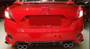 Honda Civic Uyumlu Yedek Parça FC5 2016-2020 İçin Uyumlu Difüzör 4 Egzoz Paiano Black