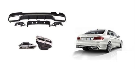 Mercedes Uyumlu Yedek Parça W212 E Serisi İçin 63 Difüzör & Egzoz Seti (Silver Egzoz İle) (Amg Makyajlı Kasa 2013-2016)