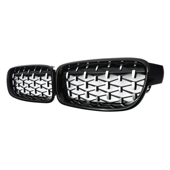 Bmw F30 2012-2018 Uyumlu Yedek Parça Diamond Böbrek Panjur Piano Black