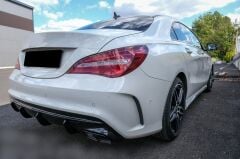 Mercedes W176 12-15 A45 Uyumlu Difüzör & Egzoz Seti (Parlak Siyah) - Silver Egzoz İle (AMG PAKET İÇİN)