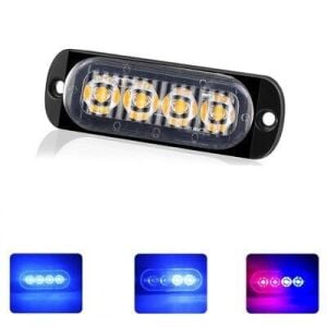 12W 4 Ledli Mavi Fonksiyonlu Çakar Led