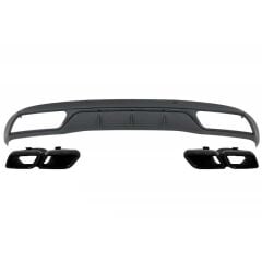 Mercedes W205 C63 Uyumlu Siyah Difüzör & Egzoz Seti (Normal Sedan) - Siyah Egzoz İle