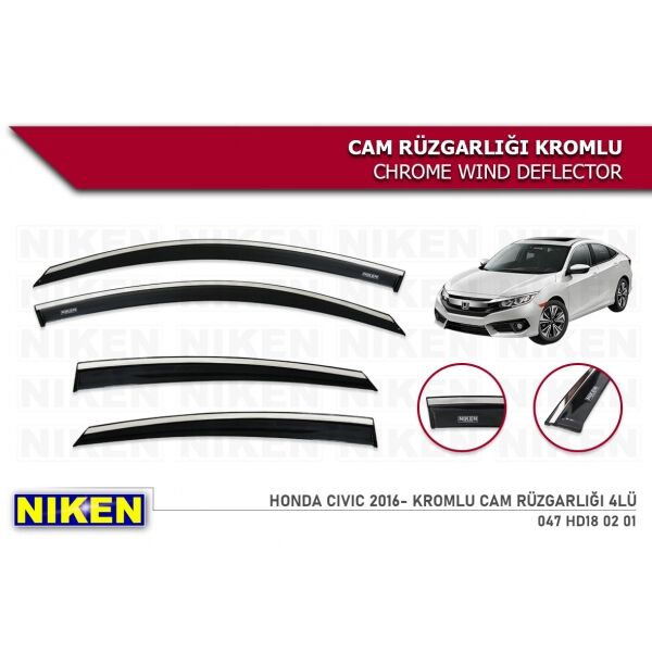 Honda Civic 2016- Kromlu Cam Rüzgarlığı 4lü