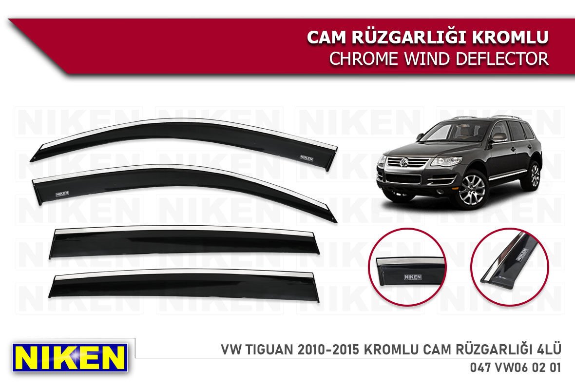 Volkswagen Tiguan 2010-2015 Kromlu Cam Rüzgarlığı 4lü