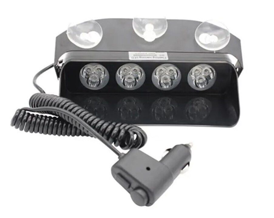 Araç İçi Vantuzlu Kırmızı Mavi Çakar Led Lamba 4 Ledli Yuvarlak Tasarım