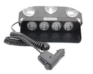 Araç İçi Vantuzlu Kırmızı Mavi Çakar Led Lamba 4 Ledli Yuvarlak Tasarım