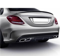 Mercedes Uyumlu W205 C Serisi Gümüş (Silver) Difüzör ve Egzoz Seti (AMG Sedan - Krom Trim)