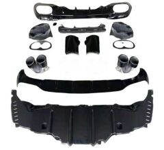 Mercedes Uyumlu W118 CLA 2019-2022 İçin CLA45 Difüzör ve Egzoz Seti (Siyah Egzoz İle)