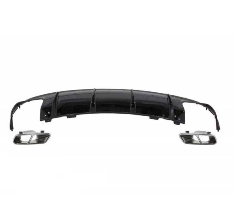 Mercedes Uyumlu W117 CLA İçin CLA 45 Görünüm 13-15 Difüzör ve Egzoz Seti Gümüş (Silver) Egzoz İle